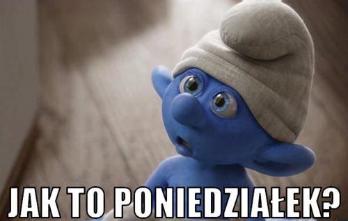 Zdziwiony smerf poniedziałek